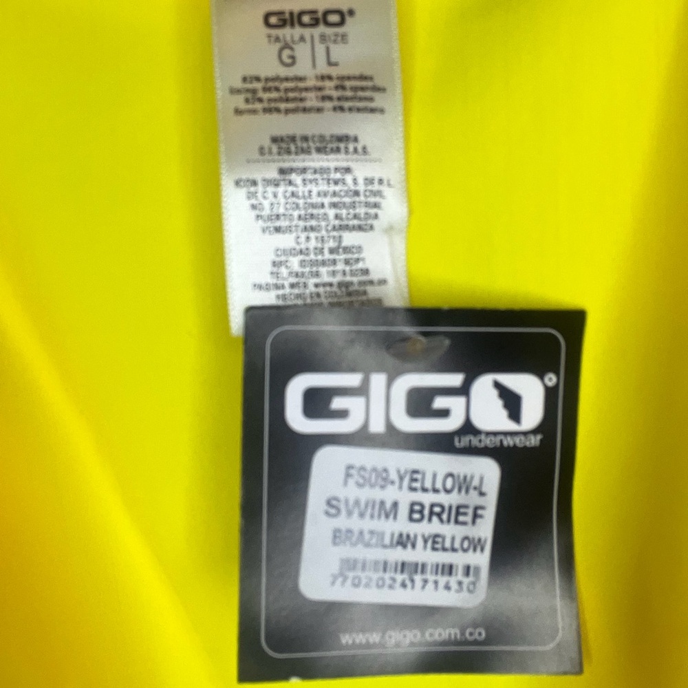 Gigo size L Neon Yellow swim Briefs - Picture 2 of 5